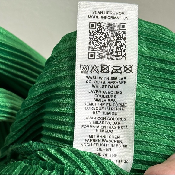 ASOS Green Crinkled Plisse Surplice Mini Sz 12 - Picture 7 of 8